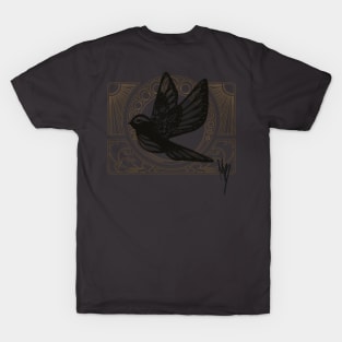 Bird in cage. Art Deco illustration. T-Shirt